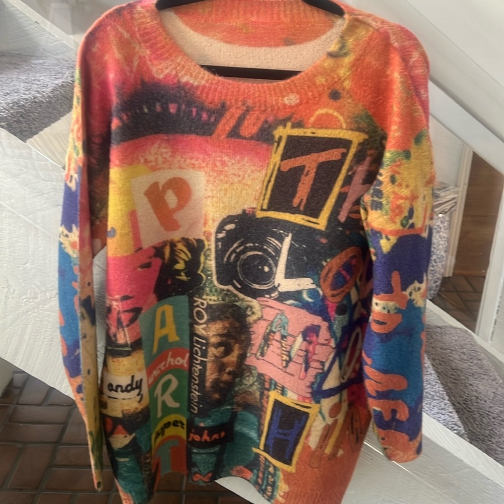 Yesno pop art Andy Warhol wool sweater L